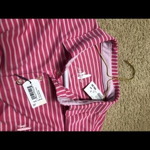 Johnnie-O pink stripped polo